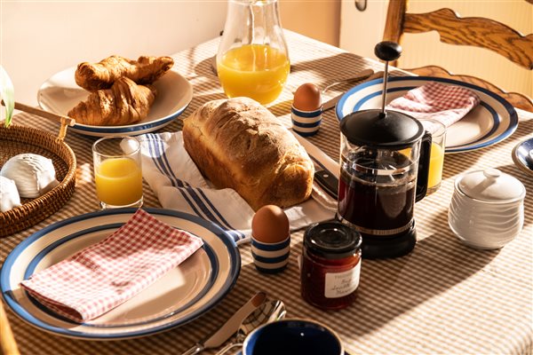 Breakfast in a luxury farm holiday cottage