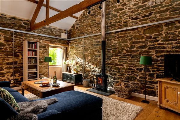 Living room with woodburning stove