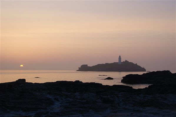 Godrevy Lighthouse at sunset