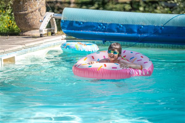 make a splash in the outdoor heated pool