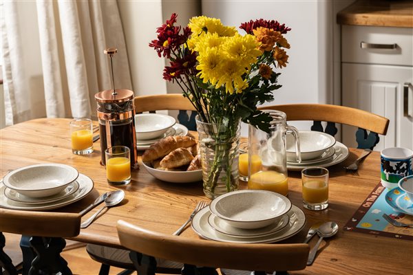 Ercol dining table and six chairs