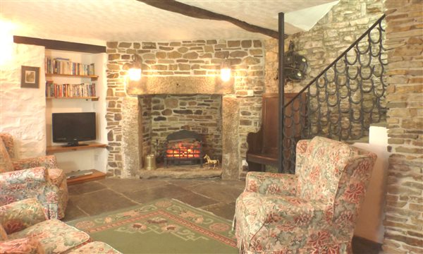 Impressive granite fireplace