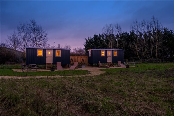 huts at night