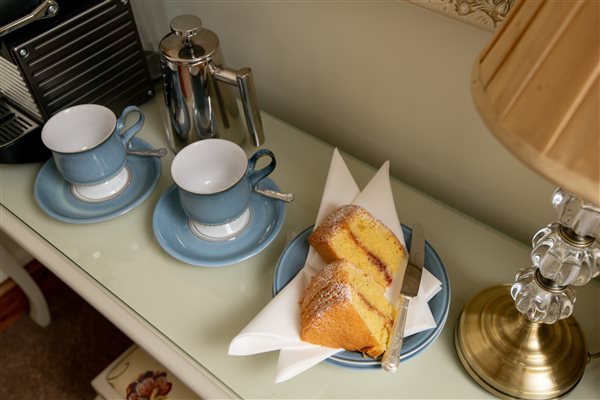 Homemade cake on arrival