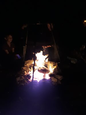 Night view of fire pit