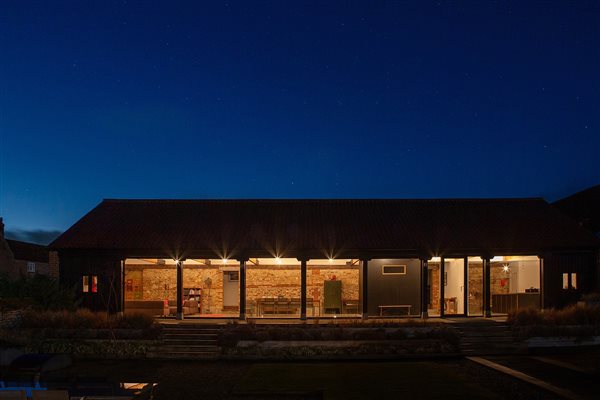 The Cattle Shed at night