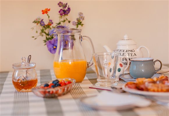 Homemade marmalade. Fruit juice. Emma Bridgewater pottery