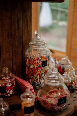 Glamping with honesty shop sweets