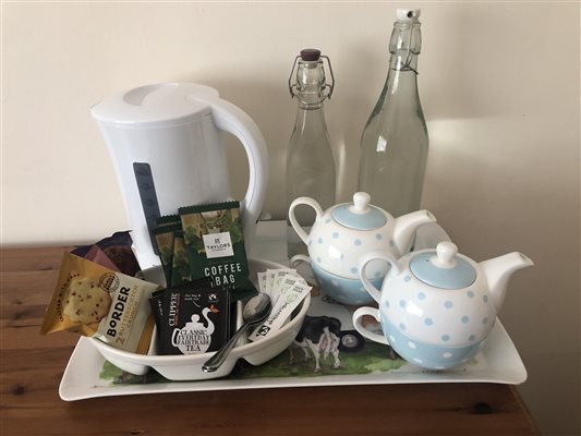 Tea Tray in rooms with drinks of your choice at Forda Farm B&B, EX22 7BS.